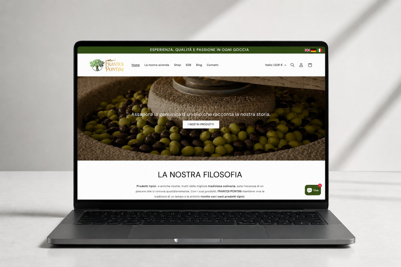 Sito web Frantoi Pontini desktop
